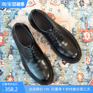 英伦手工真皮通勤男鞋日系复古大头鞋圆头商务休闲皮鞋男婚鞋黑色