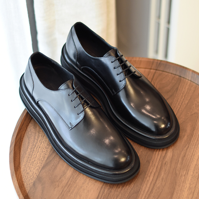 厚底增高4CM正装鞋黑色