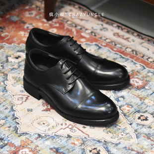 英伦真皮复古头层马皮休闲鞋三接头圆头商务正装皮鞋男婚鞋德比鞋