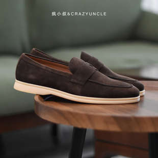 /老钱风/英伦复古手工真皮一脚蹬懒人套脚休闲鞋男软面乐福鞋潮鞋