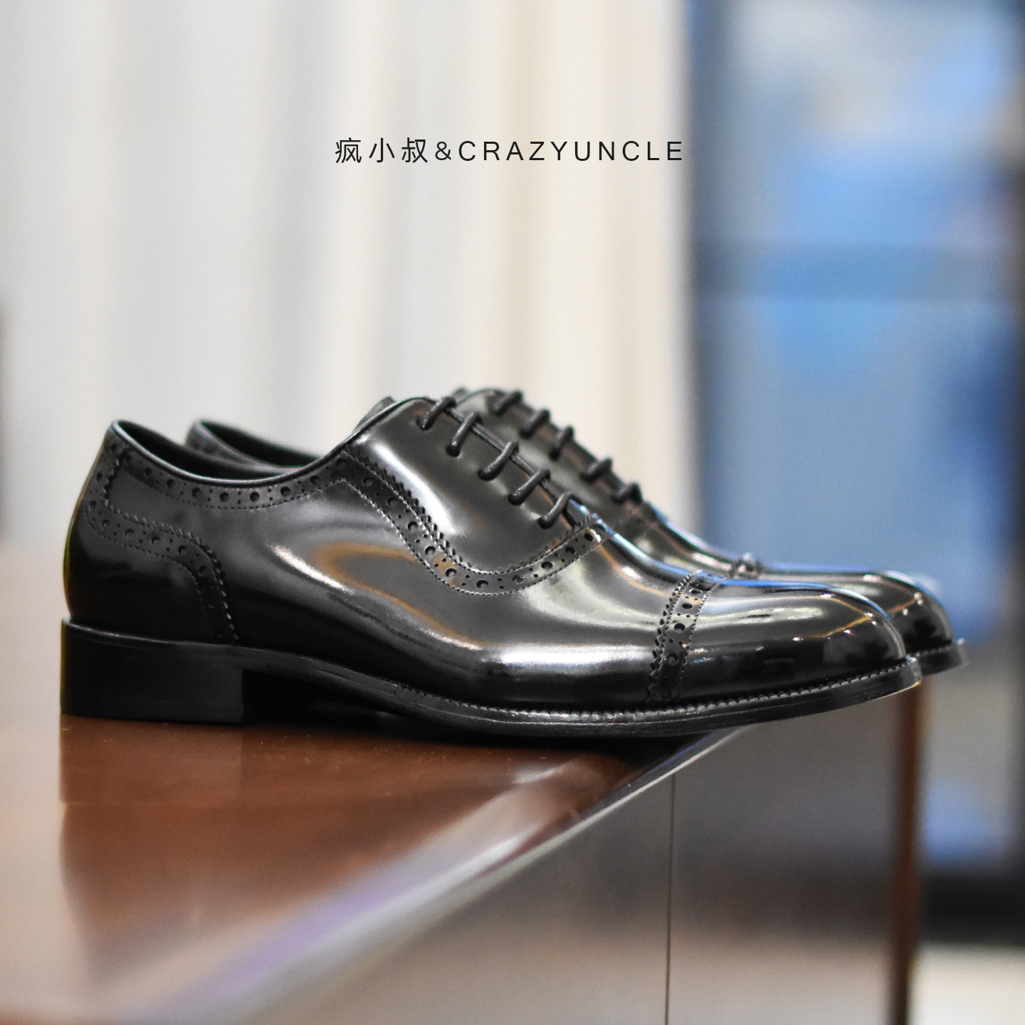 马臀皮布洛克雕花牛津鞋婚鞋