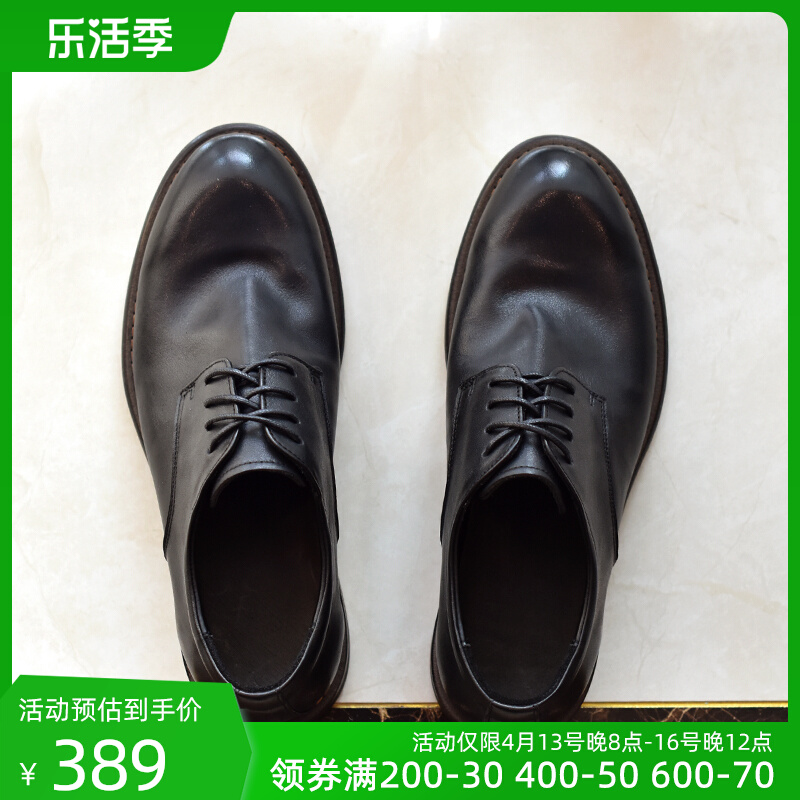 英伦复古手工马皮休闲皮鞋圆头真皮底商务正装鞋德比婚鞋大码男鞋