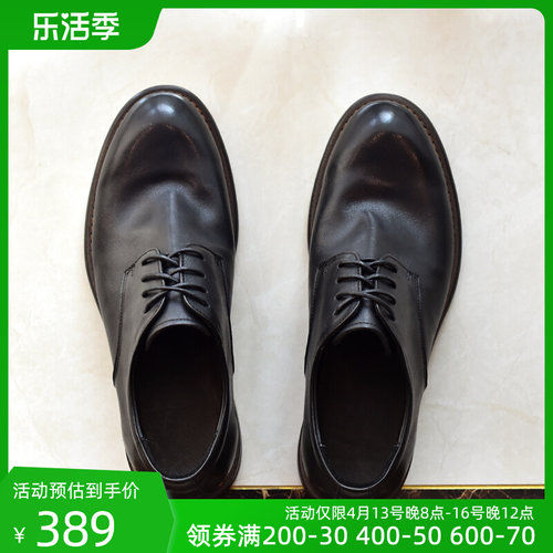 英伦复古手工马皮休闲皮鞋圆头真皮底商务正装鞋德比婚鞋大码男鞋