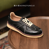 英伦风德训鞋 潮 头层牛皮手工复古擦色做旧板鞋 经典 飞机头休闲男鞋