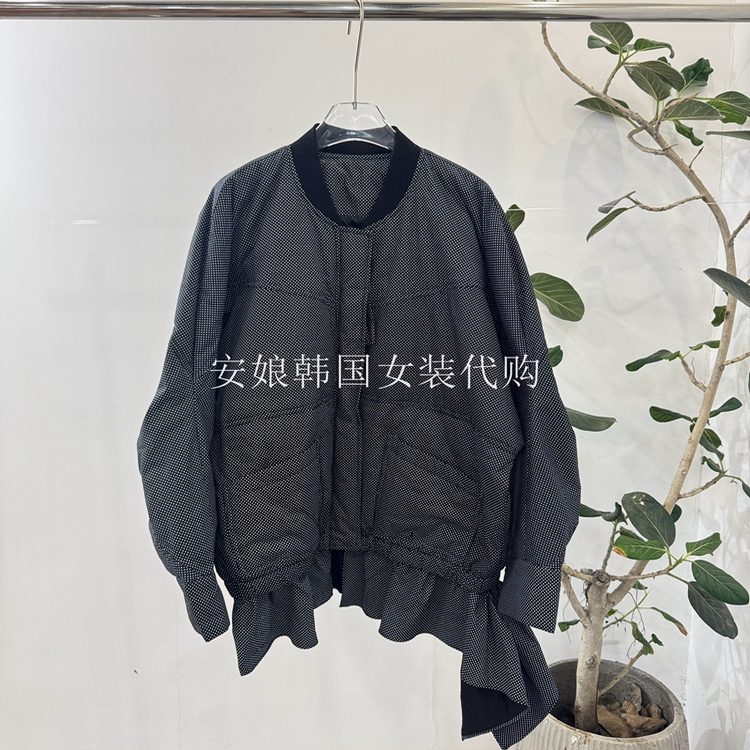 下摆不规则撞色白鹅绒保暖羽绒服