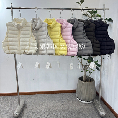 PH23代购立领压格白鹅绒羽绒马甲