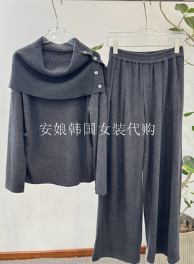 安娘韩国代购PH23东大门女装2025秋新时尚拼接披肩T恤+休闲裤套装
