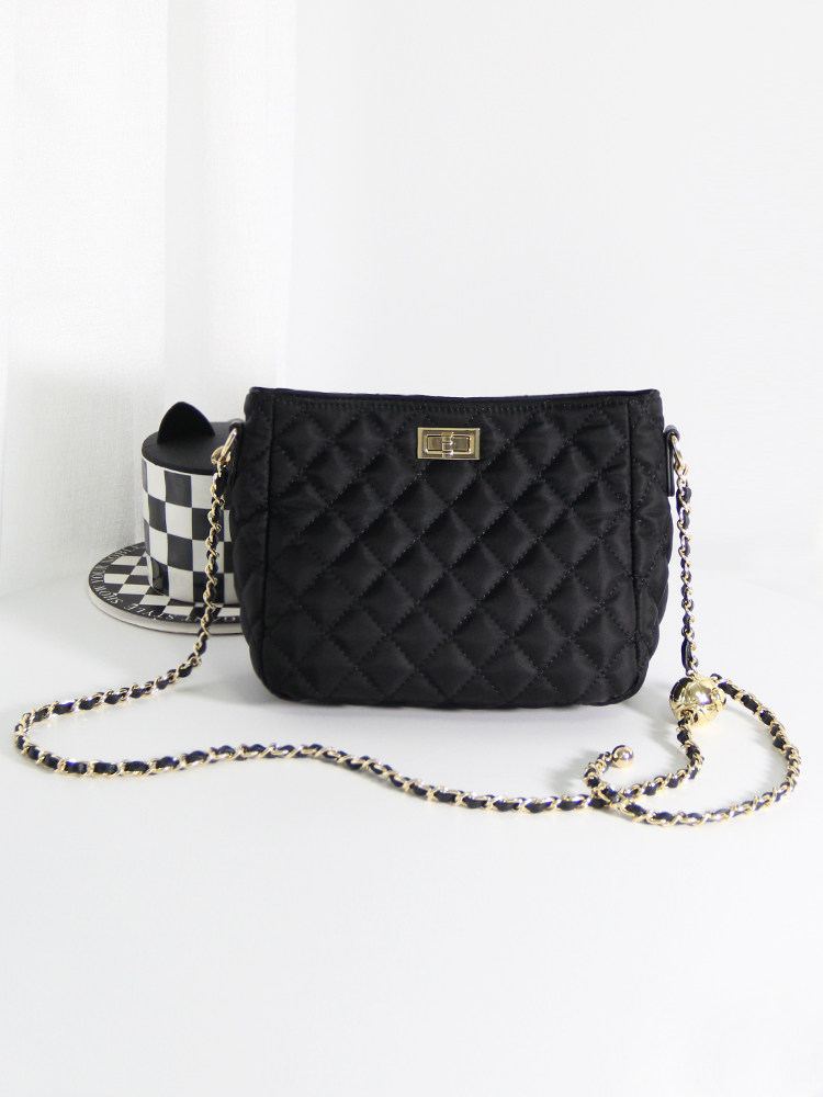 Bag ladies small fragrance wind checkered chain bag canvas crossb
