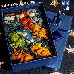 儿童咬手指恐龙玩具全套男孩霸王龙三角龙仿真模型一整套礼盒礼物