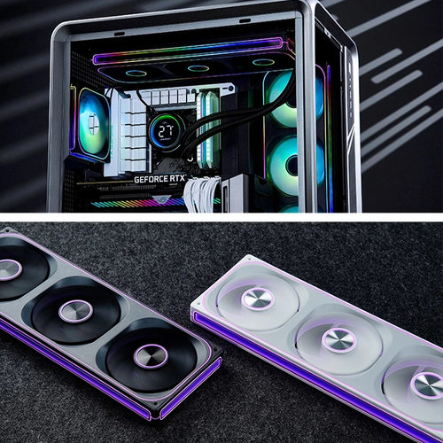 乔思伯ZA-240/360 联体积木12cm机箱风扇4面ARGB同步温控静音冷排