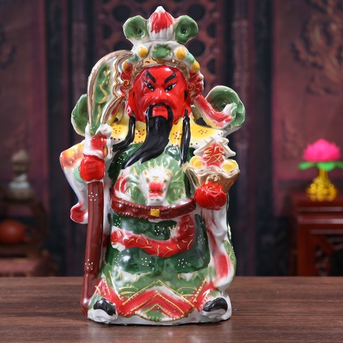 陶瓷古彩关公关羽武财神关二爷佛像家居店铺风水摆件