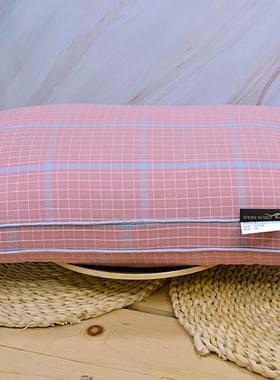 红色大格粗布新款纯棉加大加宽单人枕头高枕荞麦缓解颈椎预防落枕