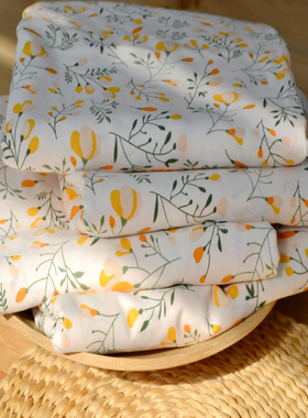 淡黄色小枸杞四件套单被套床单床笠印花被罩纯棉40支斜纹柔软多色