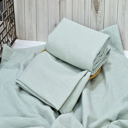 绿条A类色织水洗棉四件套无荧光