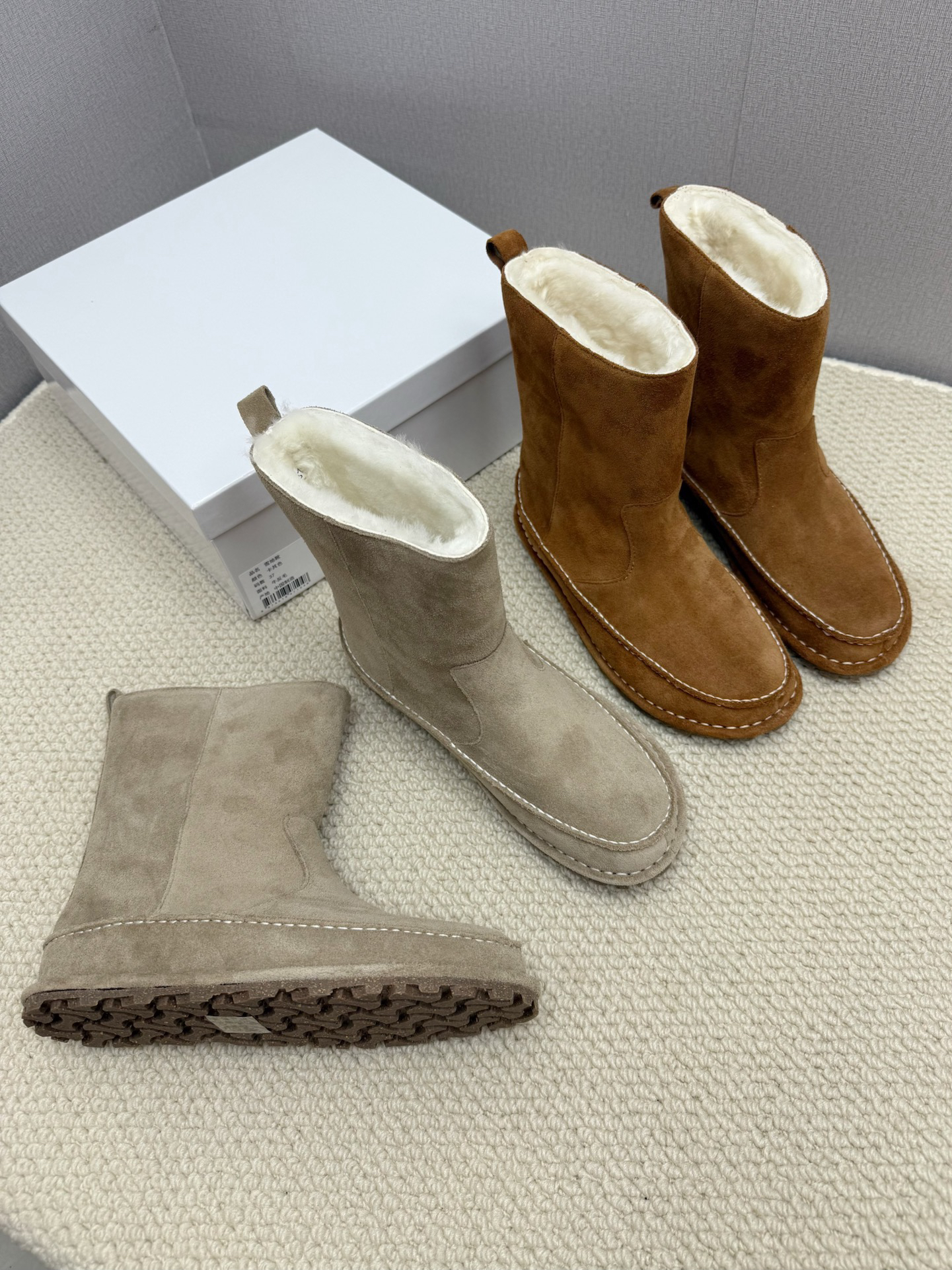 莞产好货2024冬季新款雪地靴真皮羊皮毛一体厚底中短筒靴保暖舒适