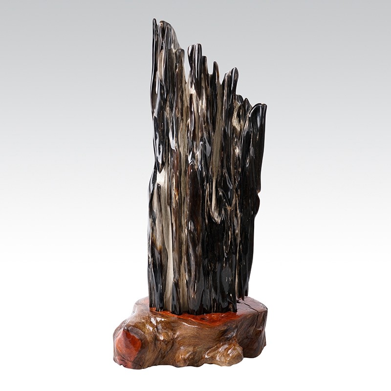 新中式客厅售楼处玄关大型落地摆件树化玉办公室酒店送礼装饰