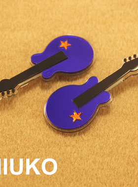 蓝色吉他胸针NIUKO有机玻璃