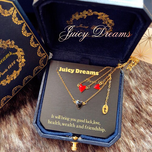 juicydreams甜美风桃心银项链