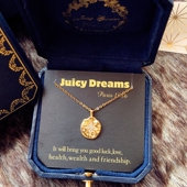 轻奢JUICY 复古图腾水晶八芒星气质925银镀金许愿项链 DREAMS法式