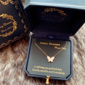 轻奢设计师JUICY DREAMS复古天然母贝925银镀金蝴蝶 项链