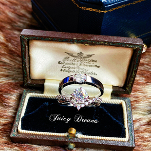 法式 DREAMS设计师繁花皇冠莫桑石钻纯银情侣结婚戒指 轻奢JUICY