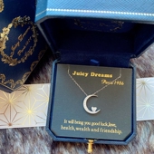 限定轻奢JUICY DREAMS复古水晶月亮桃心你在我心上925银水晶项链