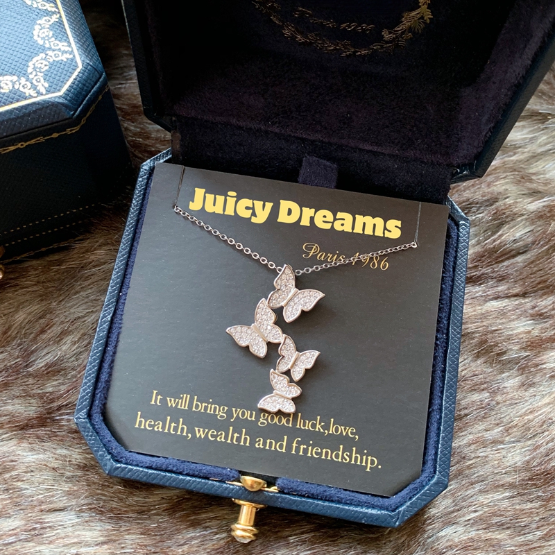 轻奢设计JUICY DREAMS蝶恋花 蝴蝶满钻水晶锆石925银许愿幸运