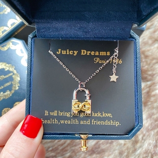 法国轻奢JUICY DREAMS莫比乌斯无尽的爱同心锁锁头925银情侣项链