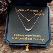 DREAMS双层 水晶桃心 幸运星 轻奢设计师JUICY 许愿成真 项链
