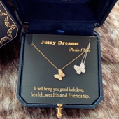 设计师轻奢JUICY DREAMS复古水晶蝴蝶2色925银许愿成真项链