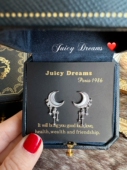 轻奢法国设计师JUICY DREAMS天然贝母月亮流苏流星水晶纯银耳钉