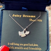 特轻奢 JUICY DREAMS复古水晶天然母贝幸运银杏2色许愿成真项链