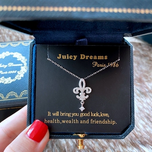 DREAMS情侣复古女王后鸢尾花纯银幸运许愿礼物项链耳钉 轻奢JUICY