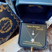 轻奢JUICY DREAMS复古双层水晶单钻幸运星925银蛇骨许愿项链