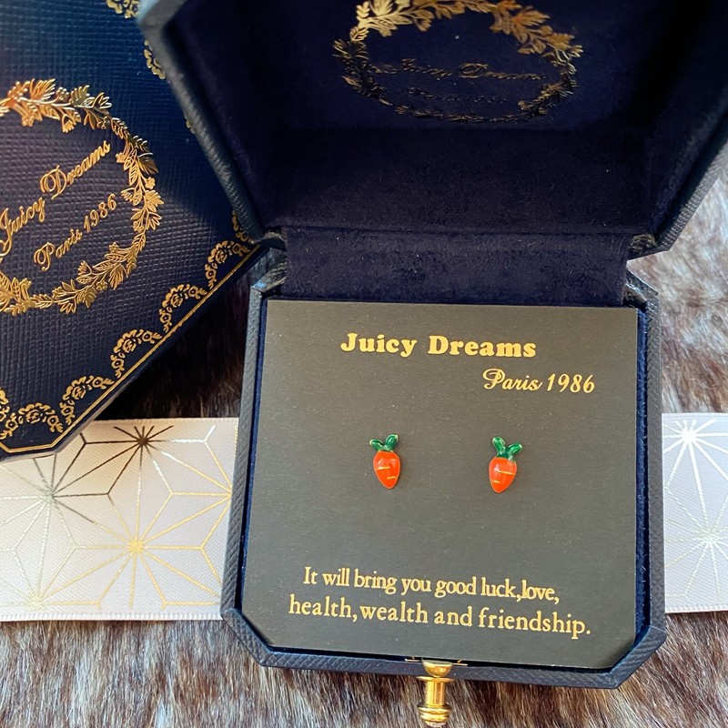 轻奢设计师juicy dreams浪漫童趣镀珐琅胡萝卜925银许愿成真耳钉