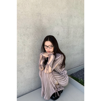 【清仓】原创设计AC水磨工艺套装后背镂空侧开叉连衣裙