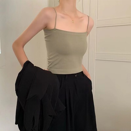 Plus-Size Camisole for Women, Summer, for Chubby Girls, White, Inner Layer, Outer Wear, Beautiful Back, Integrated with Chest Pads, Tube Top