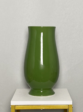 景德镇陶瓷花瓶大口圆肚绿色花瓶瓷器摆件橱窗客厅装饰品插花简约