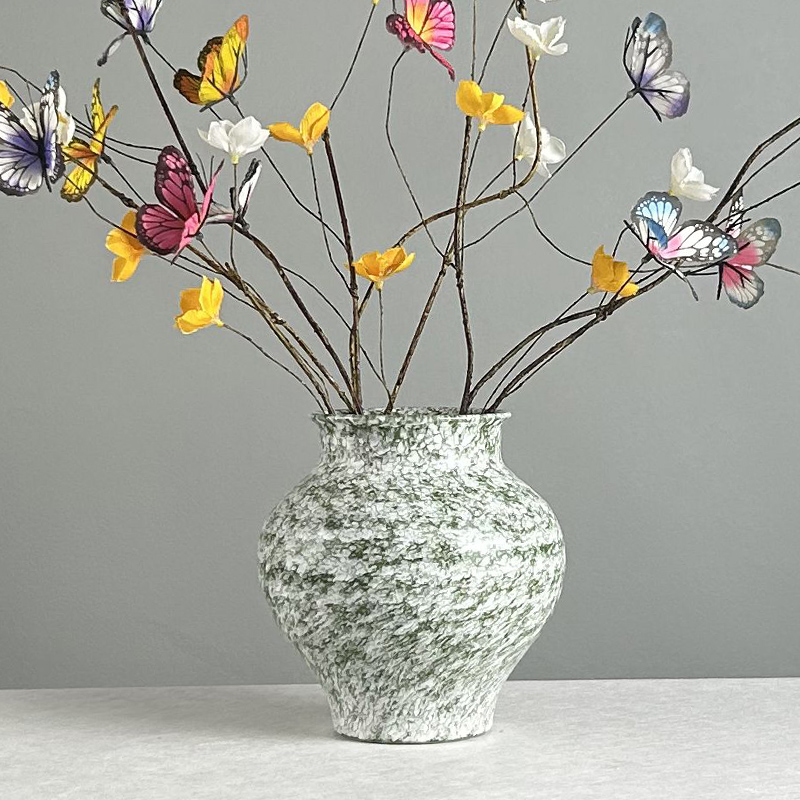 花瓶摆件客厅插花景德镇陶瓷高级感陶罐干花桌面装饰复古中式粗陶