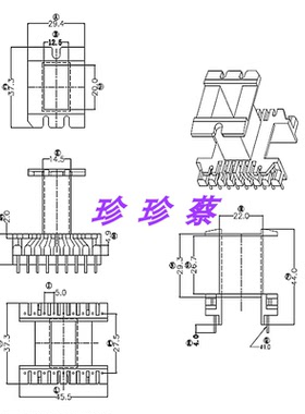 EE4220变压器磁芯骨架立式骨架9+9针 排距2.7.5