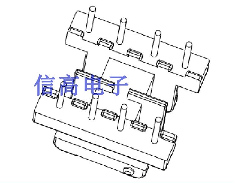 磁芯骨架EE19卧式双槽4+4针