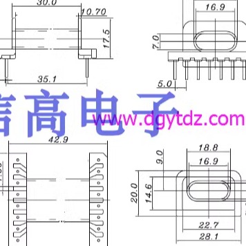变压器磁芯骨加卧式单槽直插