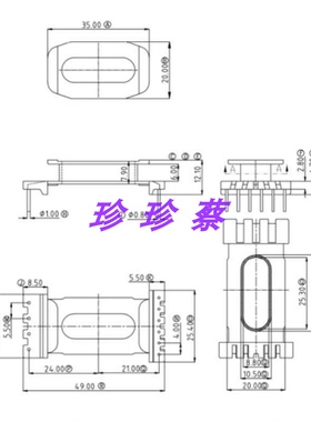 ED2633高频变压器ED2633磁芯+骨架立式4+6