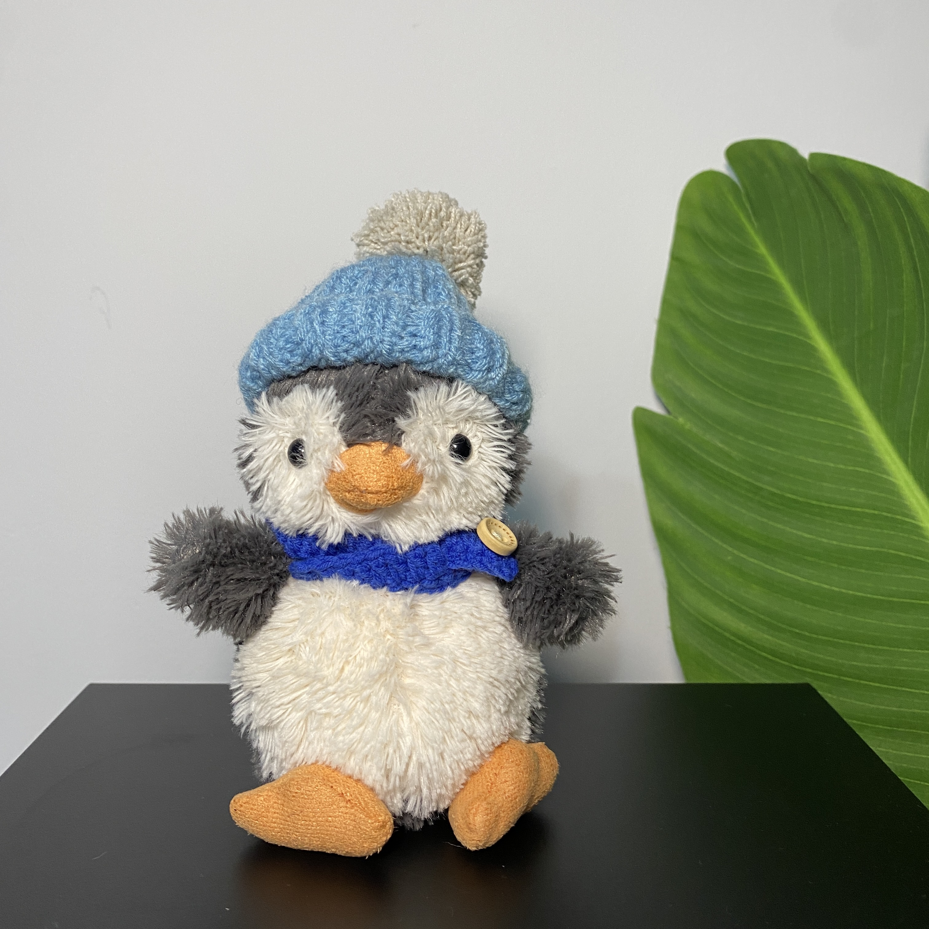 jellycat花生企鹅帽子头套ins蓝色帽子围巾可爱娃衣