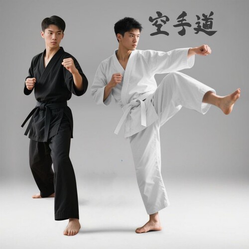 儿童成人白色空手道服开襟斜纹