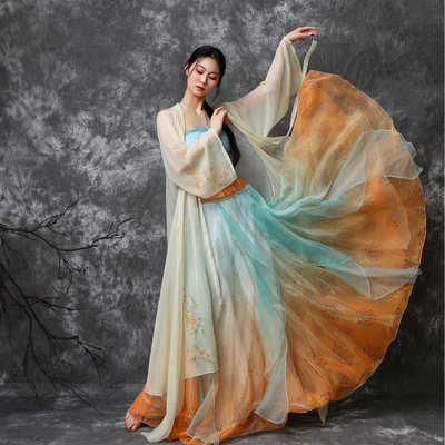 中国风古典舞蹈演出服女新款仙气飘逸渐变纱衣艺考舞台表演服套装
