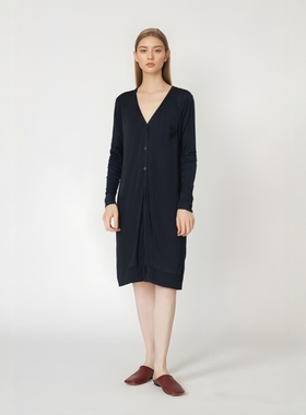 M家针织真丝长款开衫裙