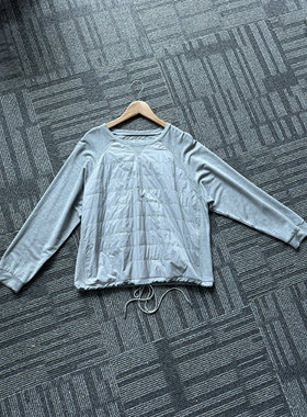 丝棉拼接圆领长袖卫衣