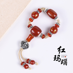 天然红玛瑙三通配饰全套百香籽星月文玩佛珠项链手串diy配件套装