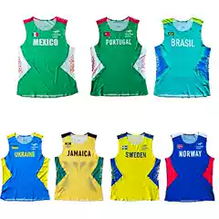 Jamaica Norway Brazil Marathon Running Vest Seamless Adhesive Track and Field Sports Vest Can Be Printed with Logo